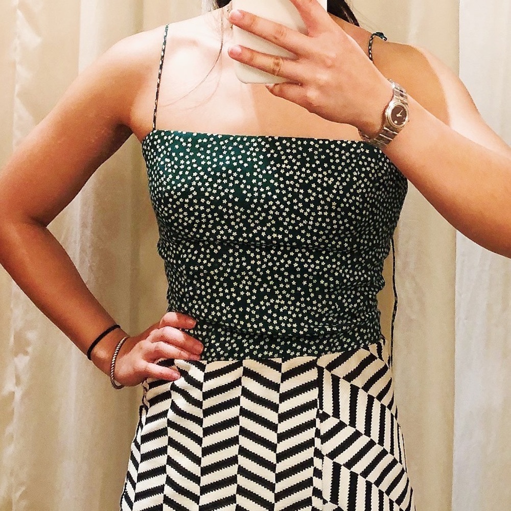 Green floral reformation top